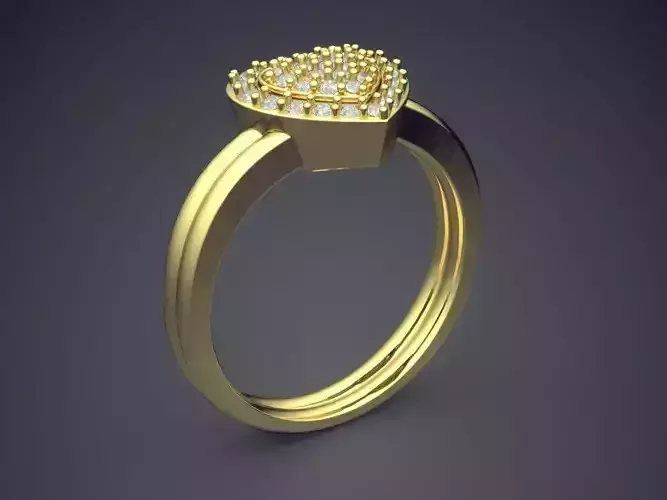 Heart-shaped Ring With Small Diamonds 2320 3D print model