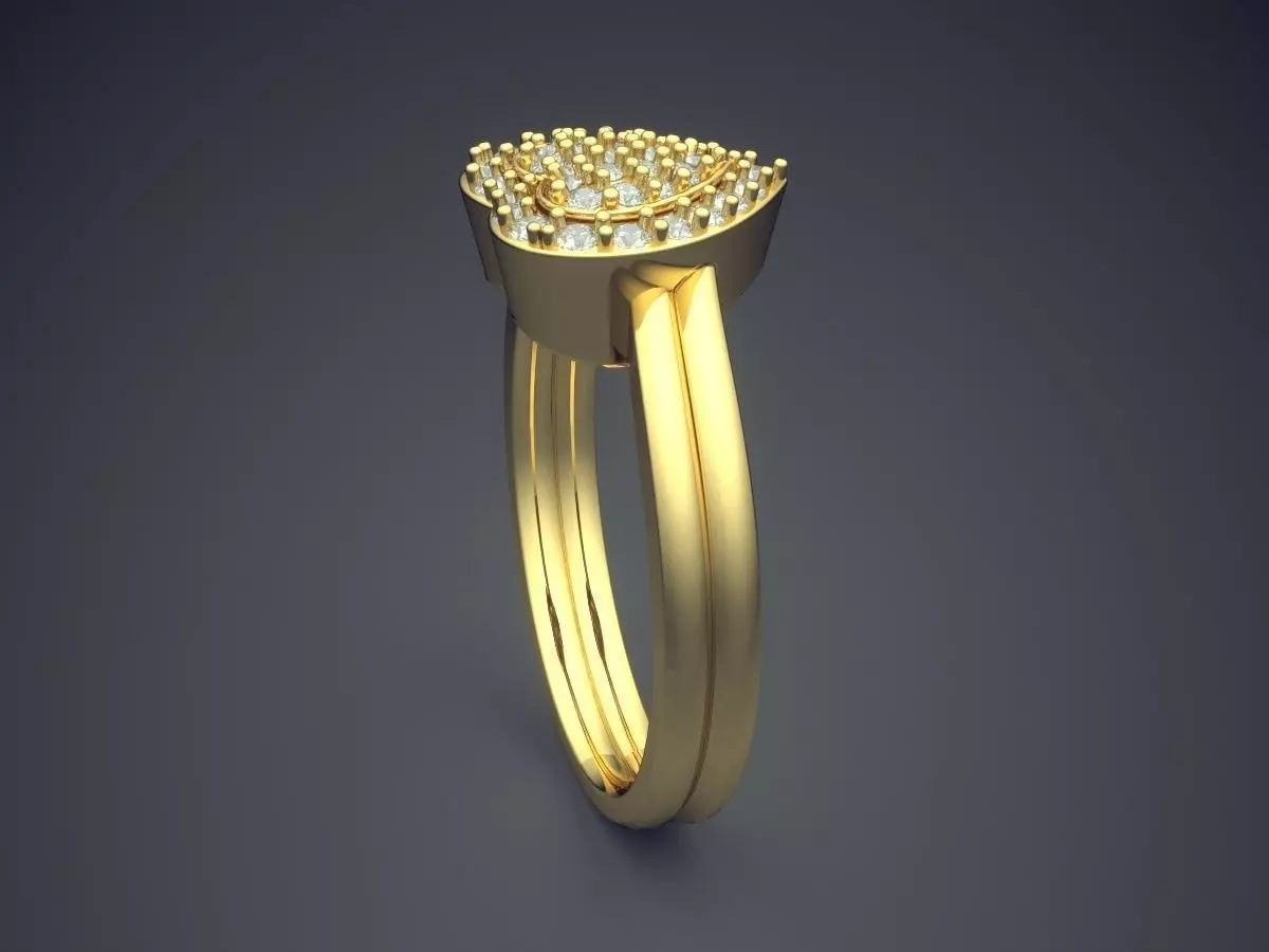 Heart-shaped Ring With Small Diamonds 2320 3D print model_3