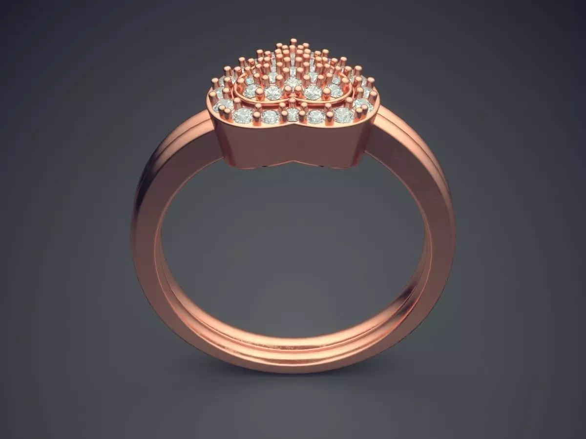 Heart-shaped Ring With Small Diamonds 2320 3D print model_2