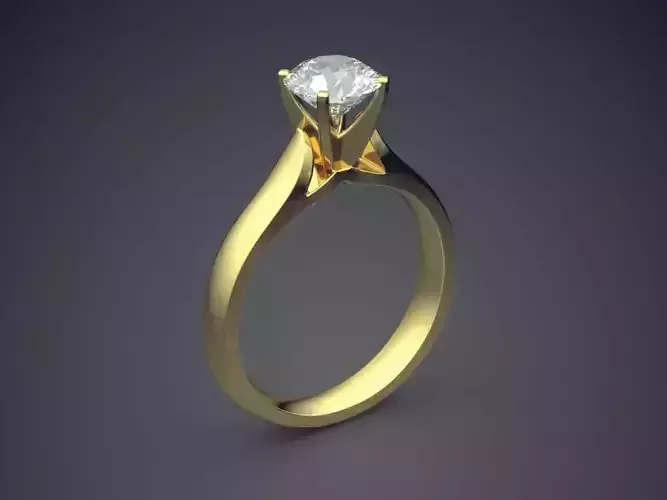 Simple Classic Engagement Ring With Diamonds