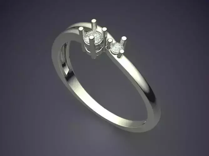 Thin Curvy Ring With Tiny Diamonds 2311