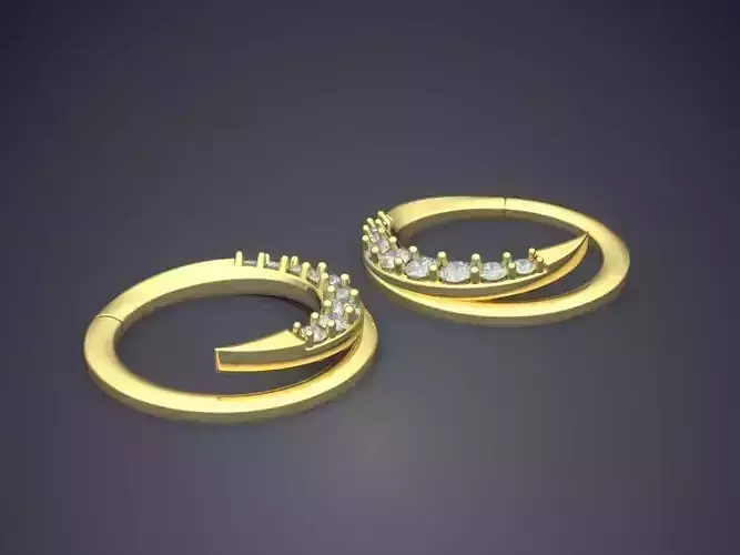 Unique Futuristic Circle Shape Earrings with Diamonds