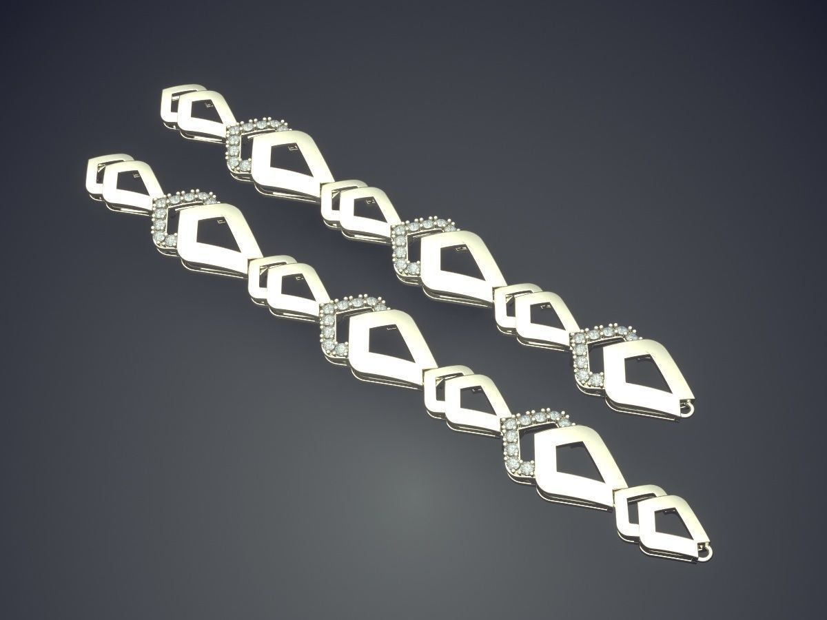 Gorgeous Chain-Shaped Diamond Bracelet 3D print model_1