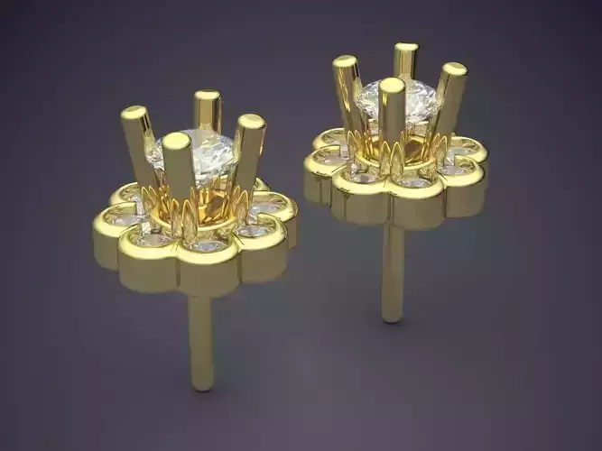 Flower Shape Diamond Earrings