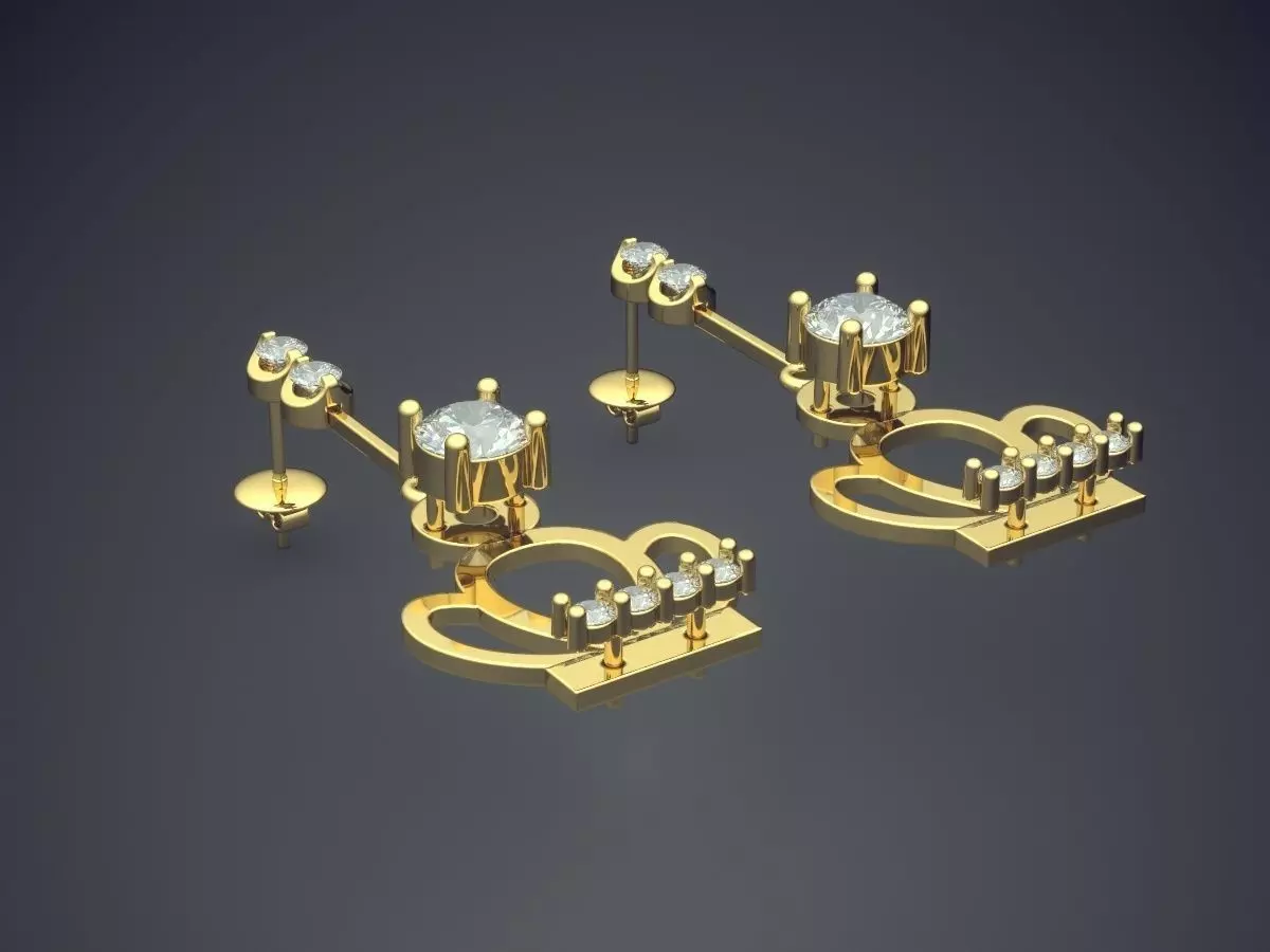 Girly Crown-Shape Earrings 3D print model