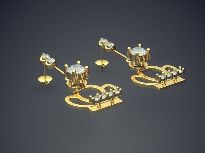 Girly Crown-Shape Earrings 3D print model