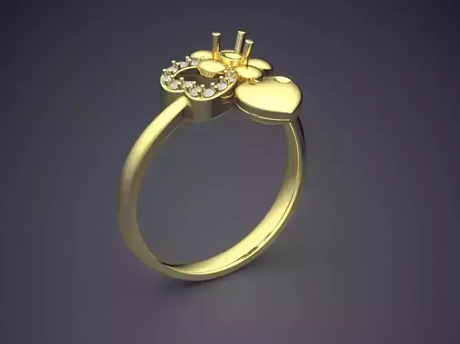 Flower Heart Shape Wedding Ring 2285