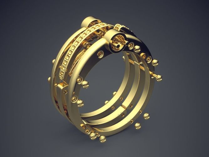 Very Unique Detailed Masculine Ring 3D print model