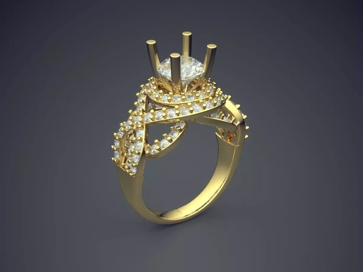 Curvy Ring With Diamonds 2268 3D print model_0