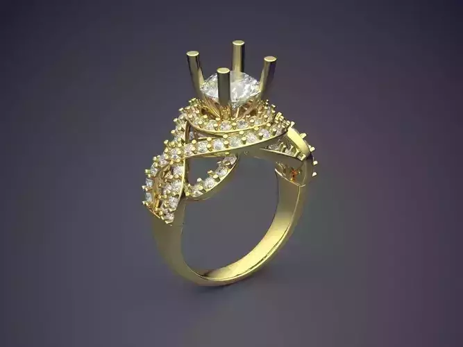 Curvy Ring With Diamonds 2268