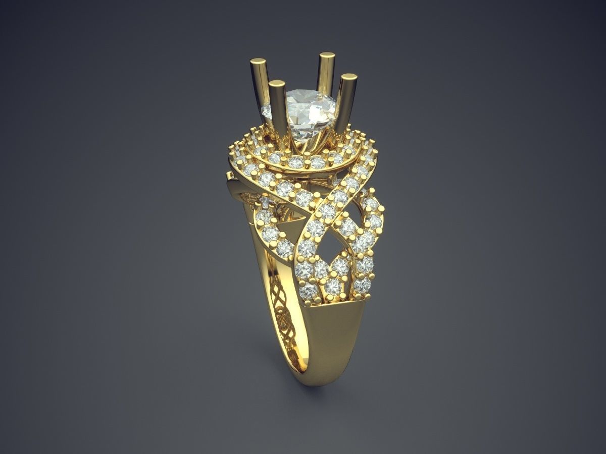 Curvy Ring With Diamonds 2268 3D print model_3