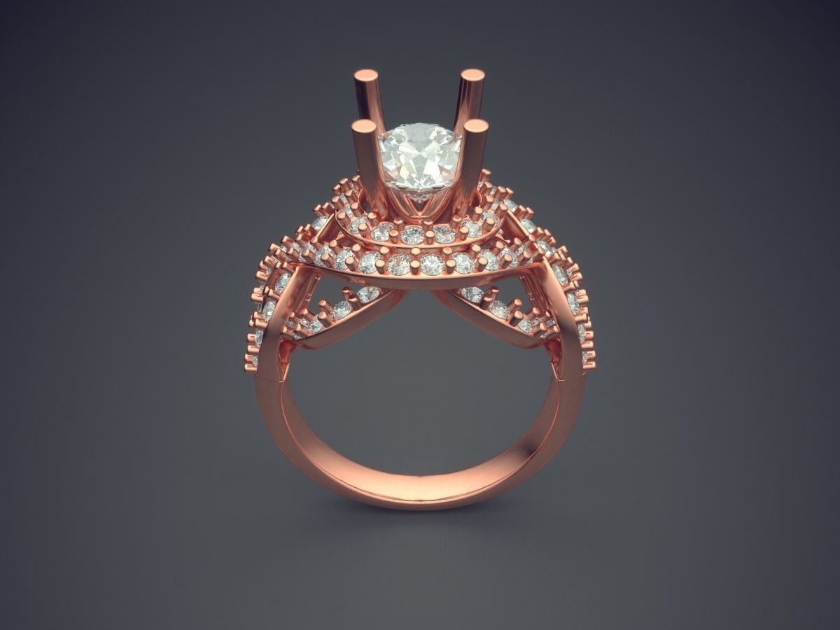 Curvy Ring With Diamonds 2268 3D print model_2