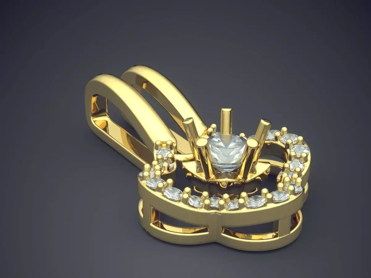 Unique Pendant With Diamonds 2261 3D print model_0