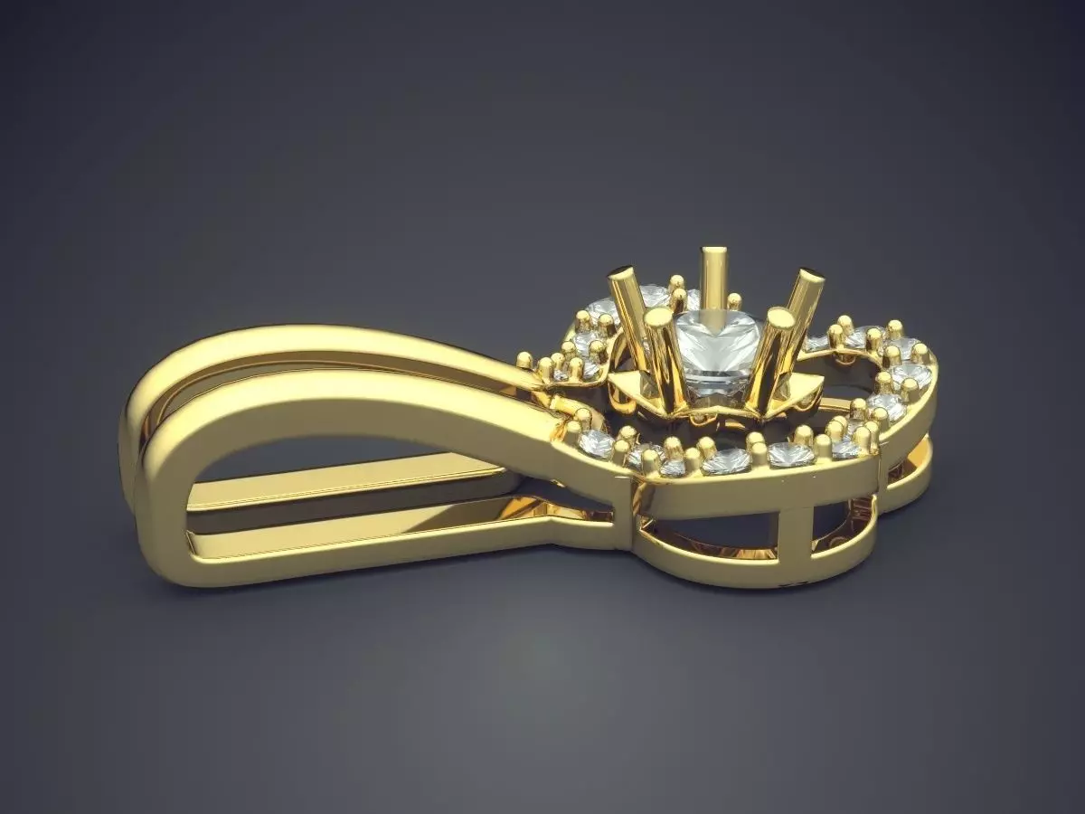 Unique Pendant With Diamonds 2261 3D print model_3