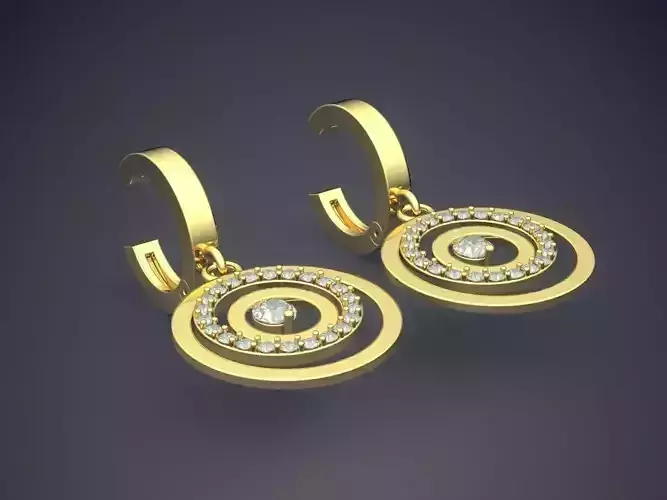 Circle Detailed Gorgeous Earrings with Diamonds