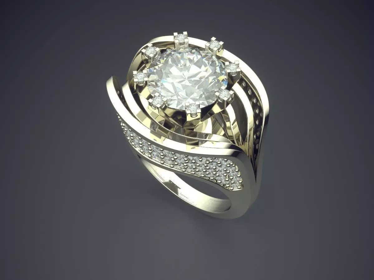 Luxurious Ring With Diamonds 2257 3D print model_1