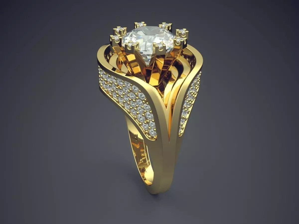 Luxurious Ring With Diamonds 2257 3D print model_3