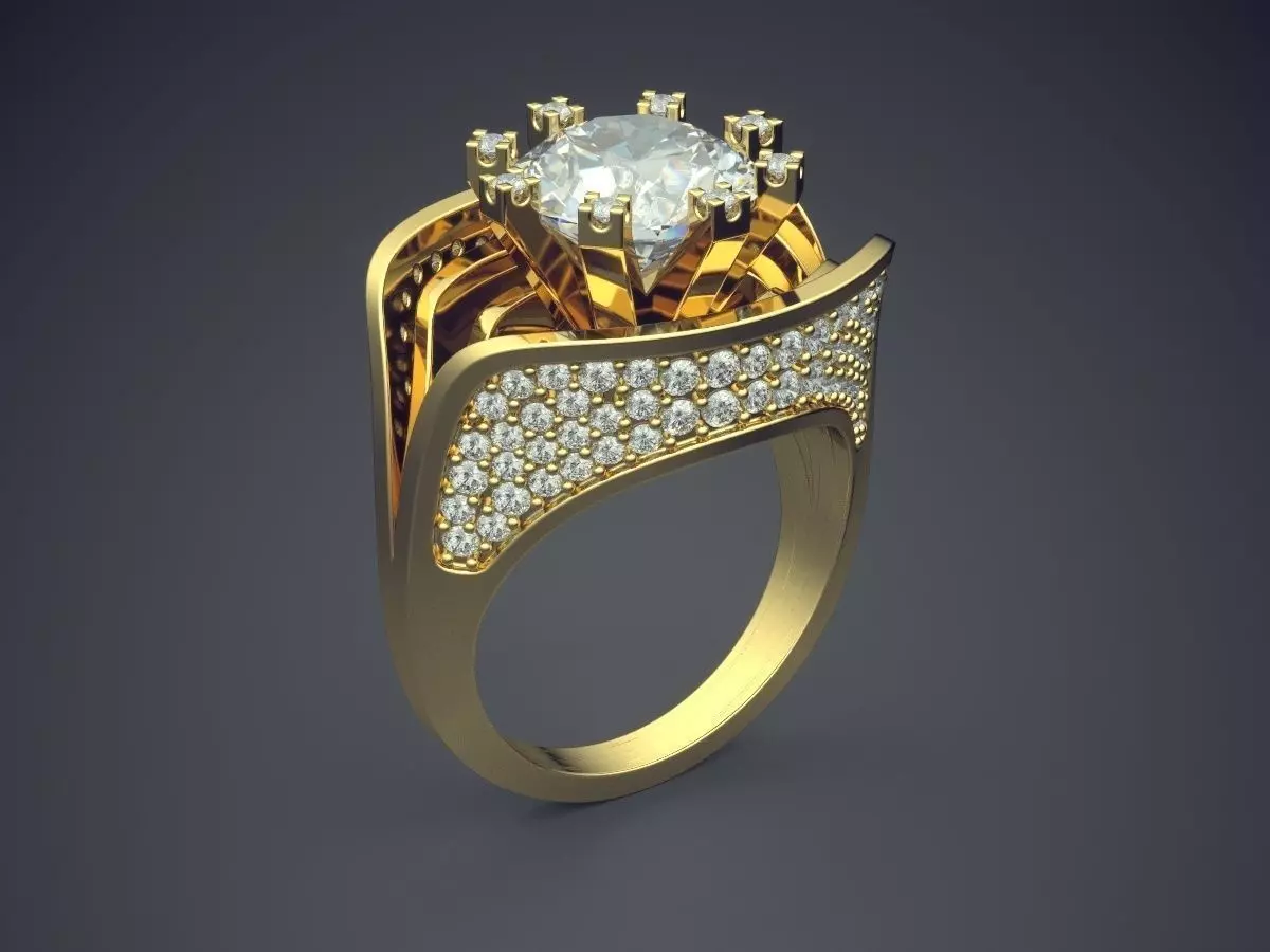Luxurious Ring With Diamonds 2257 3D print model_0