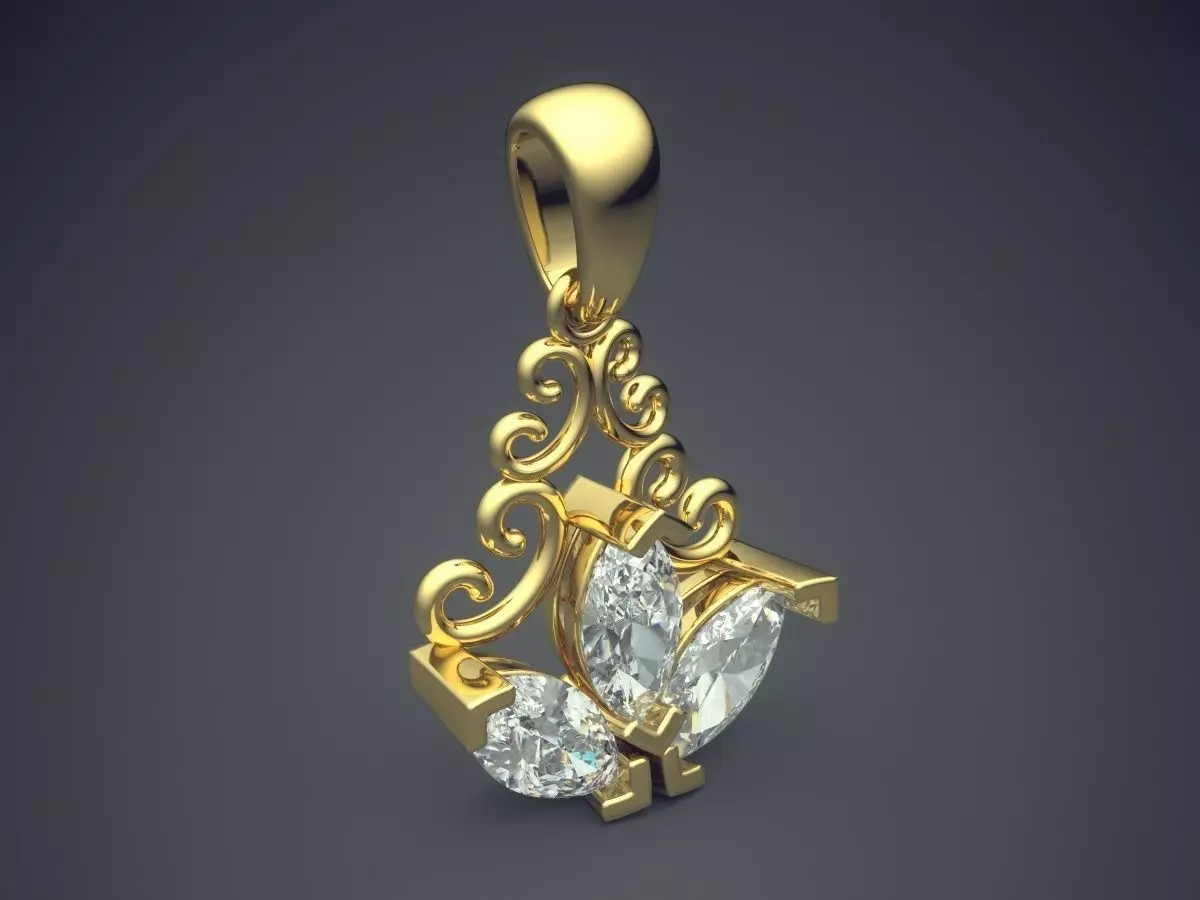 Highly Detailed Pendant With Diamonds 2250 3D print model
