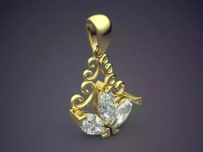 Highly Detailed Pendant With Diamonds 2250 3D print model