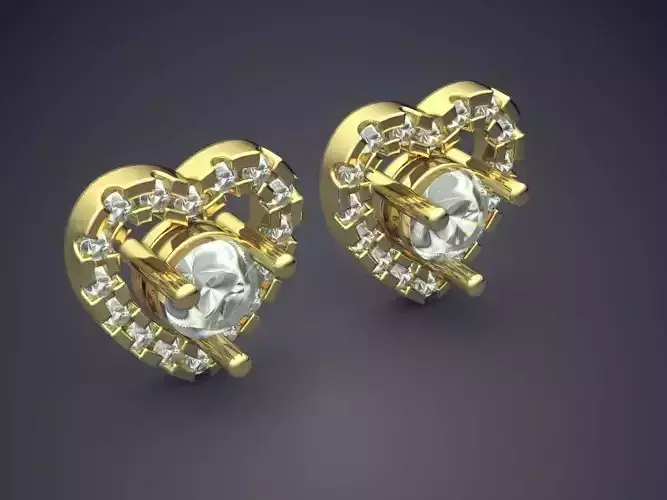 Heart Shape Earrings With Diamonds 2243