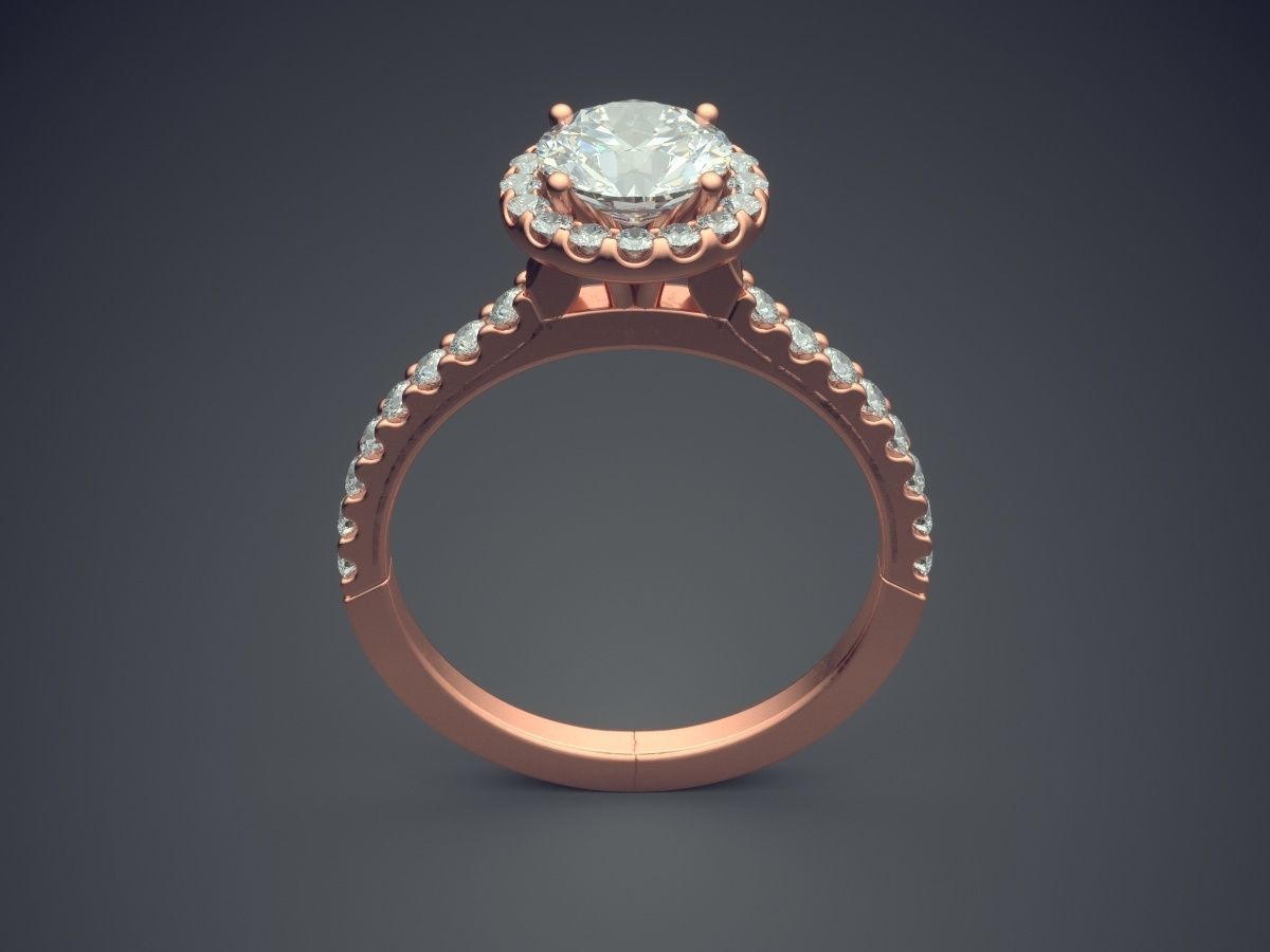 Precious Dainty Golden Engagement Ring with Small Diamonds 3D print model_2