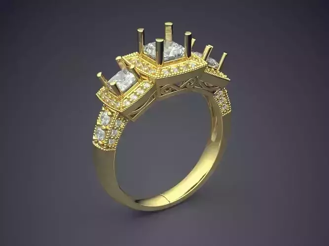 Impressive Engagement Ring With Diamonds