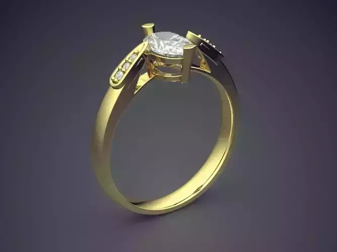 Impressive Dainty Golden Engagement Ring with Small Diamonds
