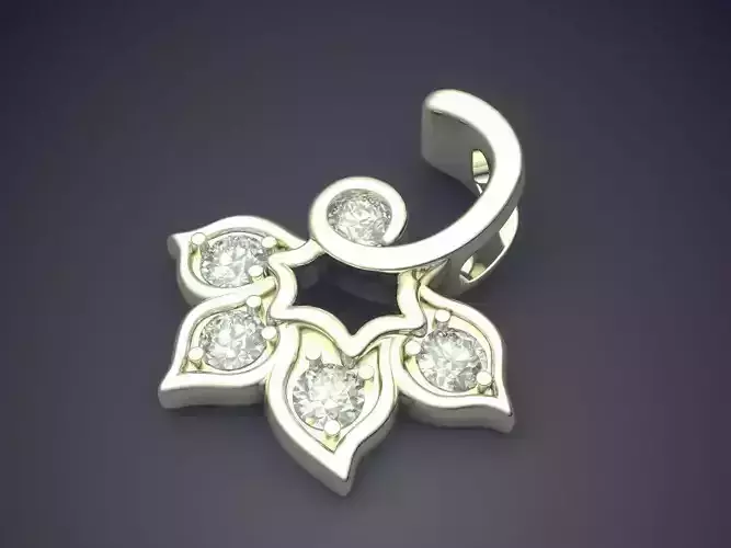 Leaf Motif Pendant With Diamonds 2236