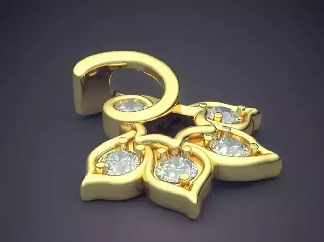 Leaf Motif Pendant With Diamonds 2236