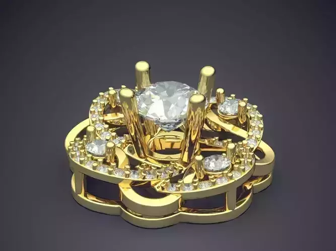 Luxurious Flower Shaped Pendant with Diamonds