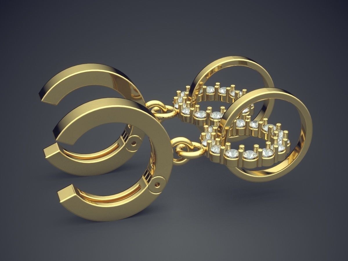 Pretty Unique Joint Circles Earrings 3D print model_3