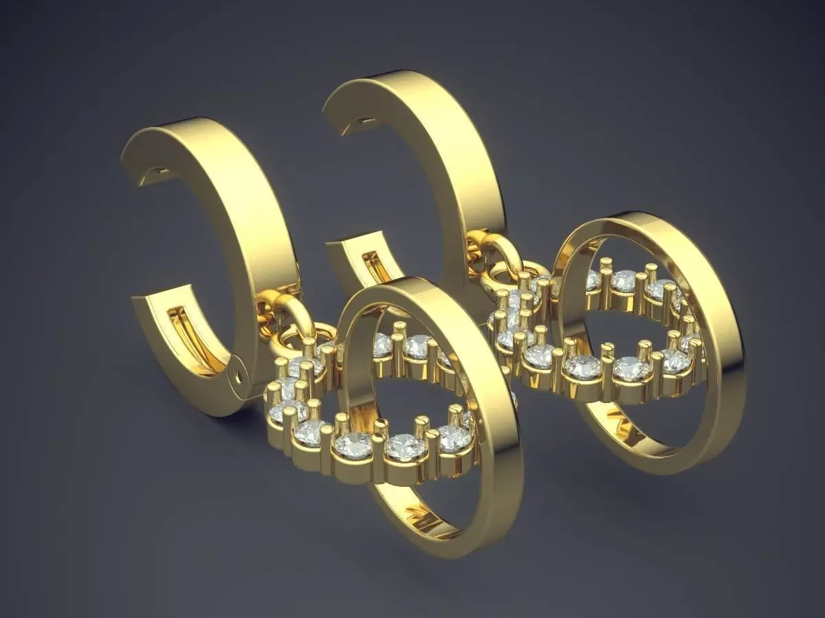 Pretty Unique Joint Circles Earrings 3D print model_0