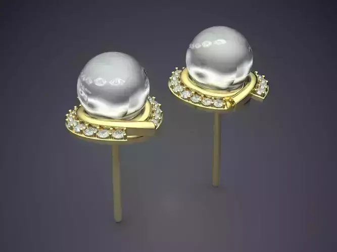 Earrings With Pearl And Diamonds 2230