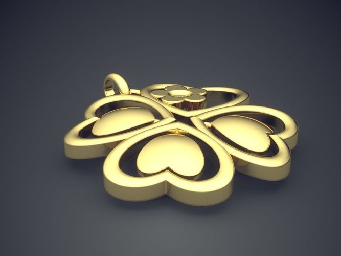 Lucky Four Leaf Clover Pendant 3D print model