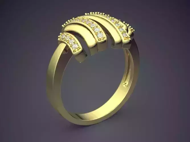 Unique Ring With Diamonds 2222 3D print model