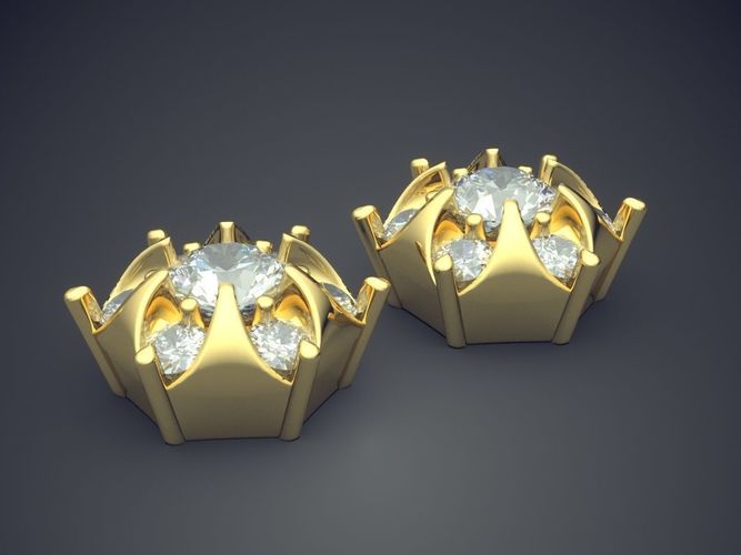 Astonishing Unique Earrings with Diamonds 3D print model