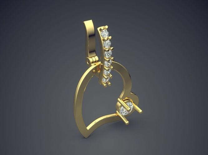 Pretty Girly Heart Shaped Pendant 3D print model