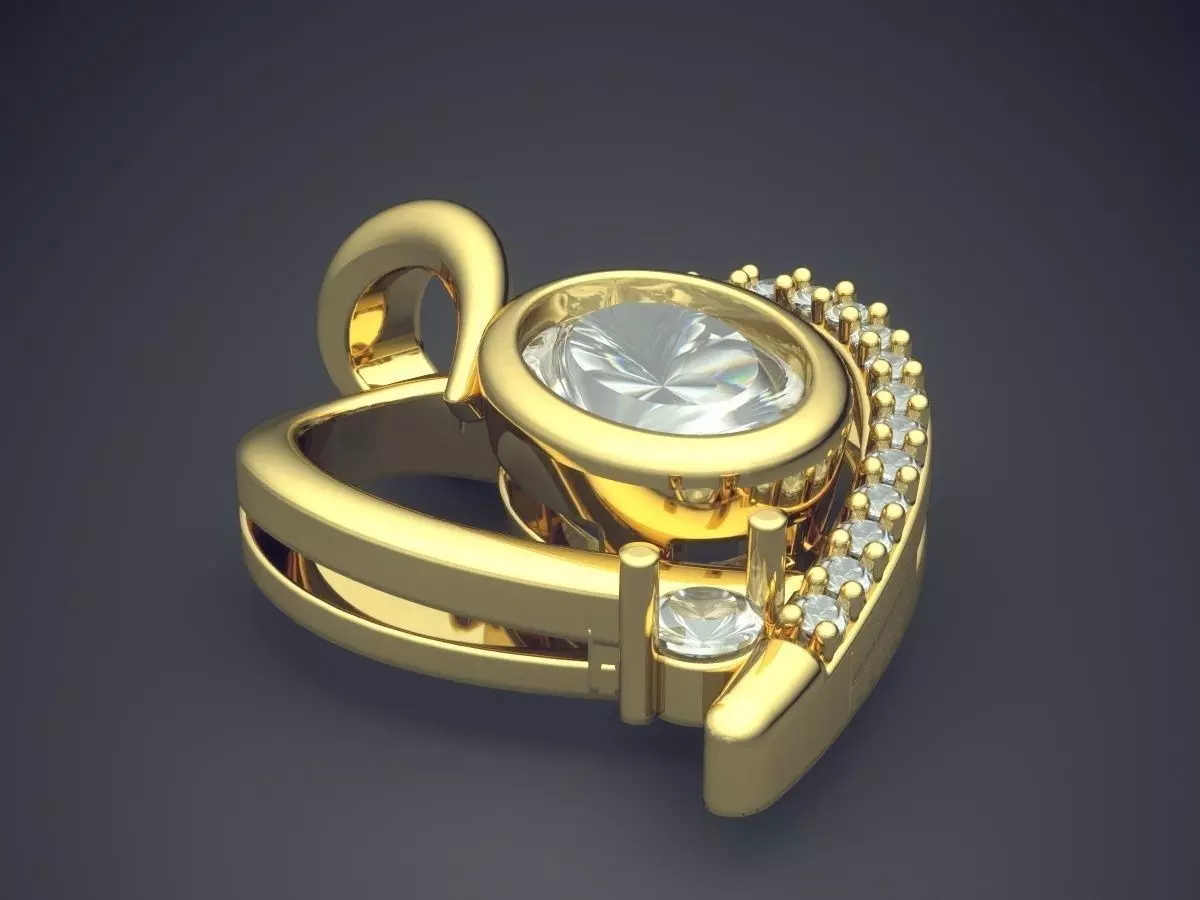 Unique Pendant With Diamonds 2210 3D print model_0