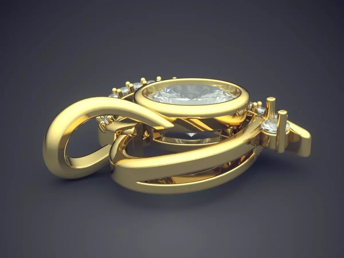 Unique Pendant With Diamonds 2210 3D print model_3