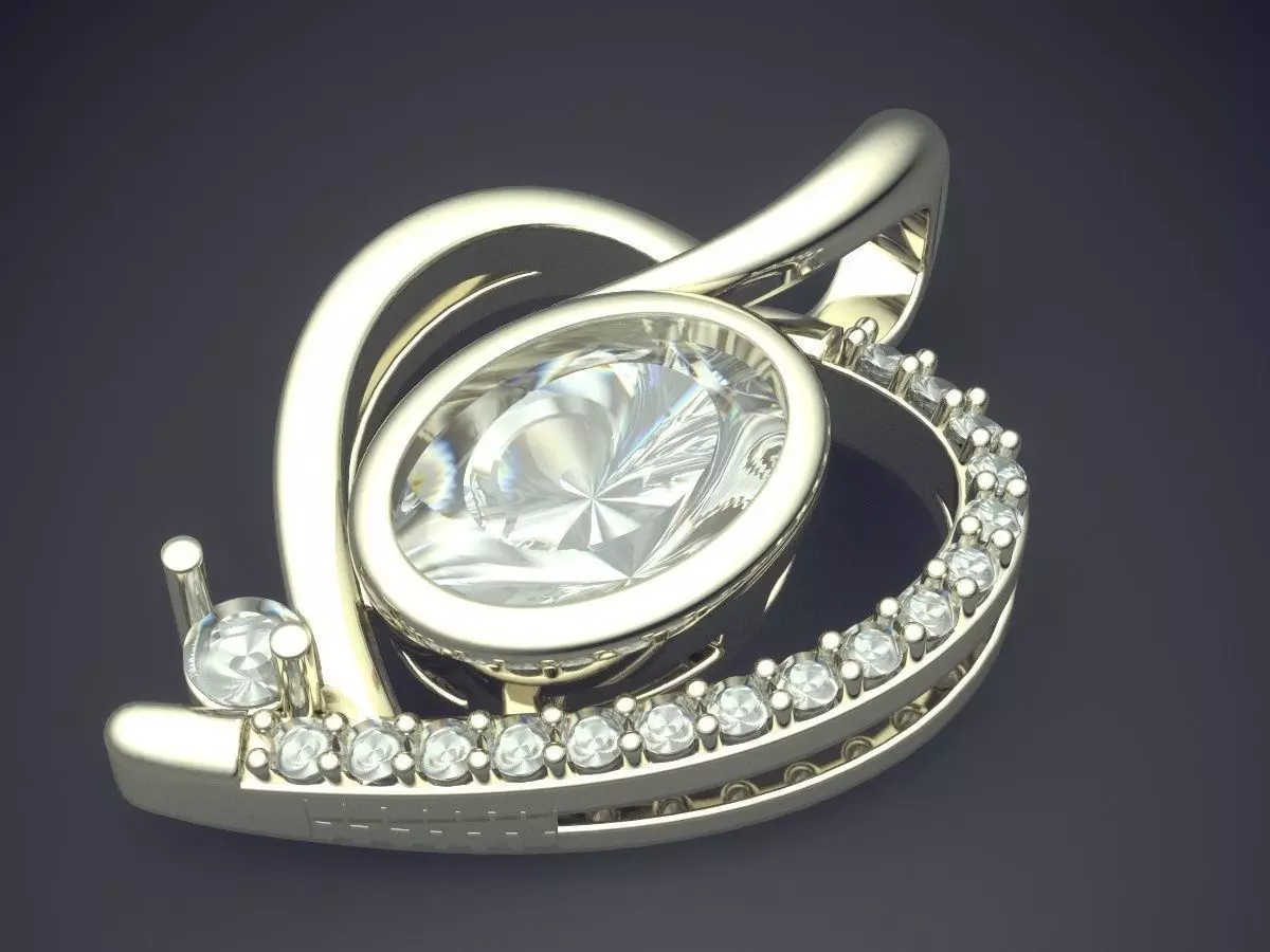 Unique Pendant With Diamonds 2210 3D print model_1