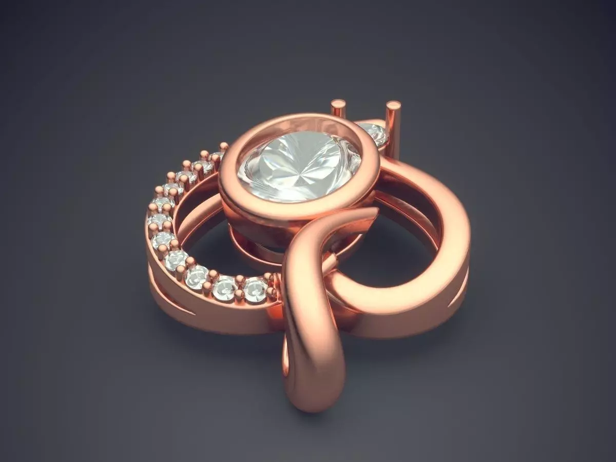 Unique Pendant With Diamonds 2210 3D print model_2