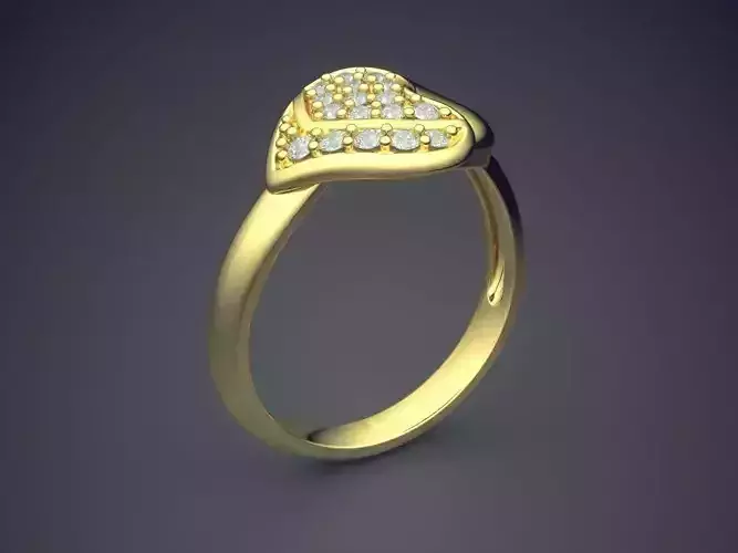 Heart-Shaped Textured Diamond Ring 3D print model