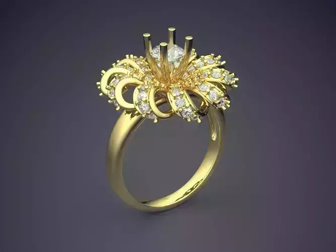 Magnificent Unique Flower-Shaped Ring With Diamonds