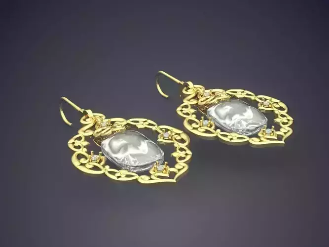 Luxurious Golden Earrings 3D print model