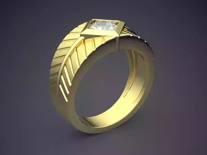 Thick Ring With Diamond 2194 3D print model