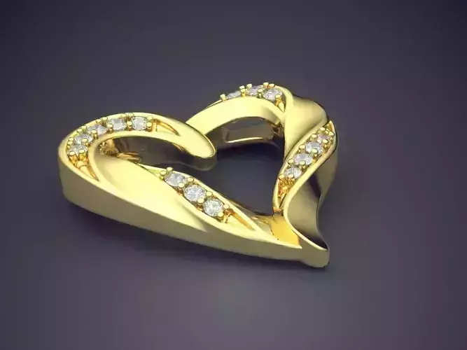 Amazing Heart Shaped Pendant with Diamonds 3D print model