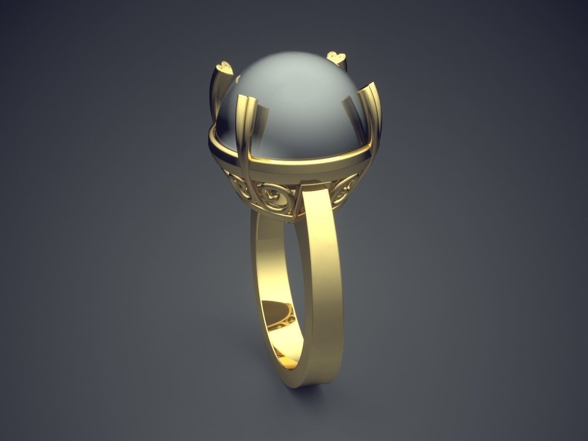 Ring With Pearl 2189 3D print model_3