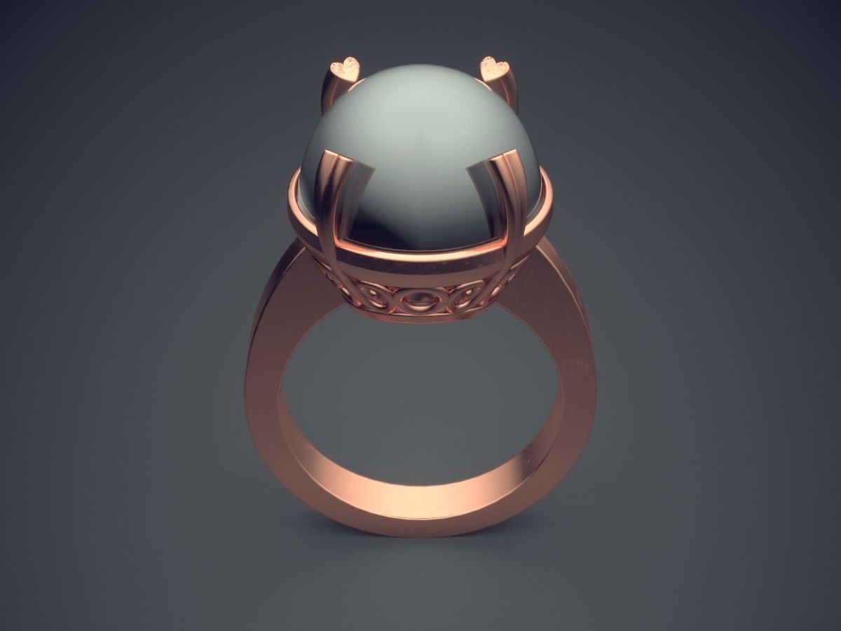 Ring With Pearl 2189 3D print model_2