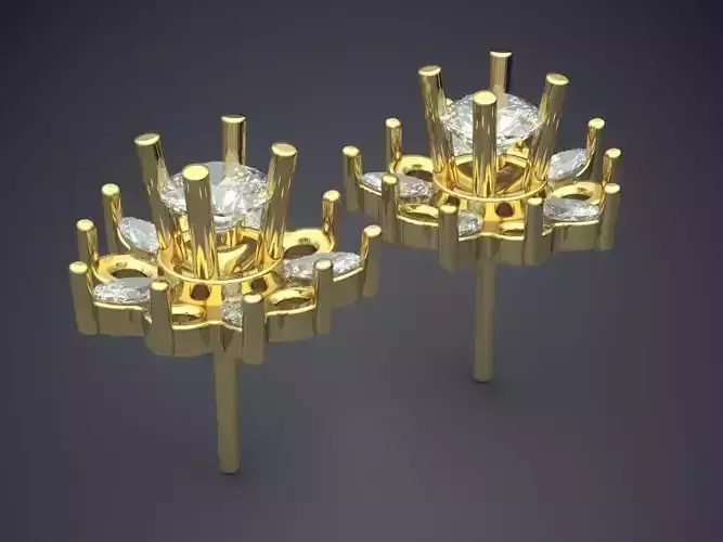 Flower Shape Earrings With Diamonds 2181